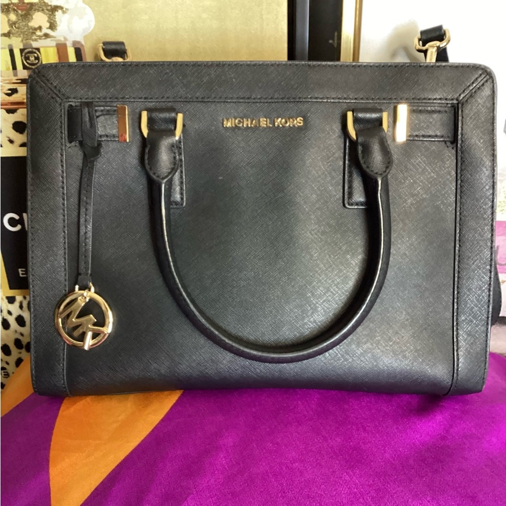 Michael Kors Black Tote with Gold Details
